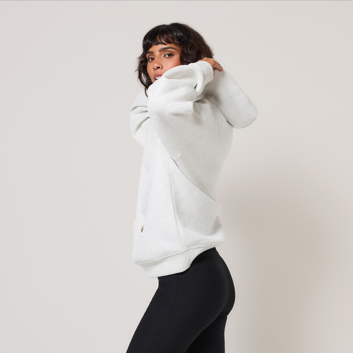 Heavyweight Embossed Oversized Hoodie - Light Grey Marl