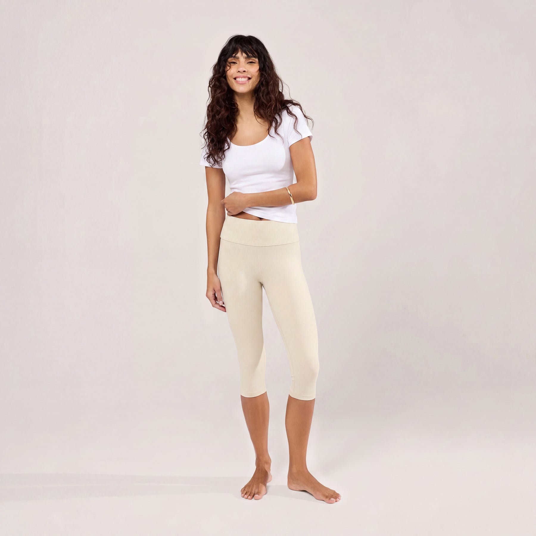 Capri Lightweight Leggings - Natural Beige
