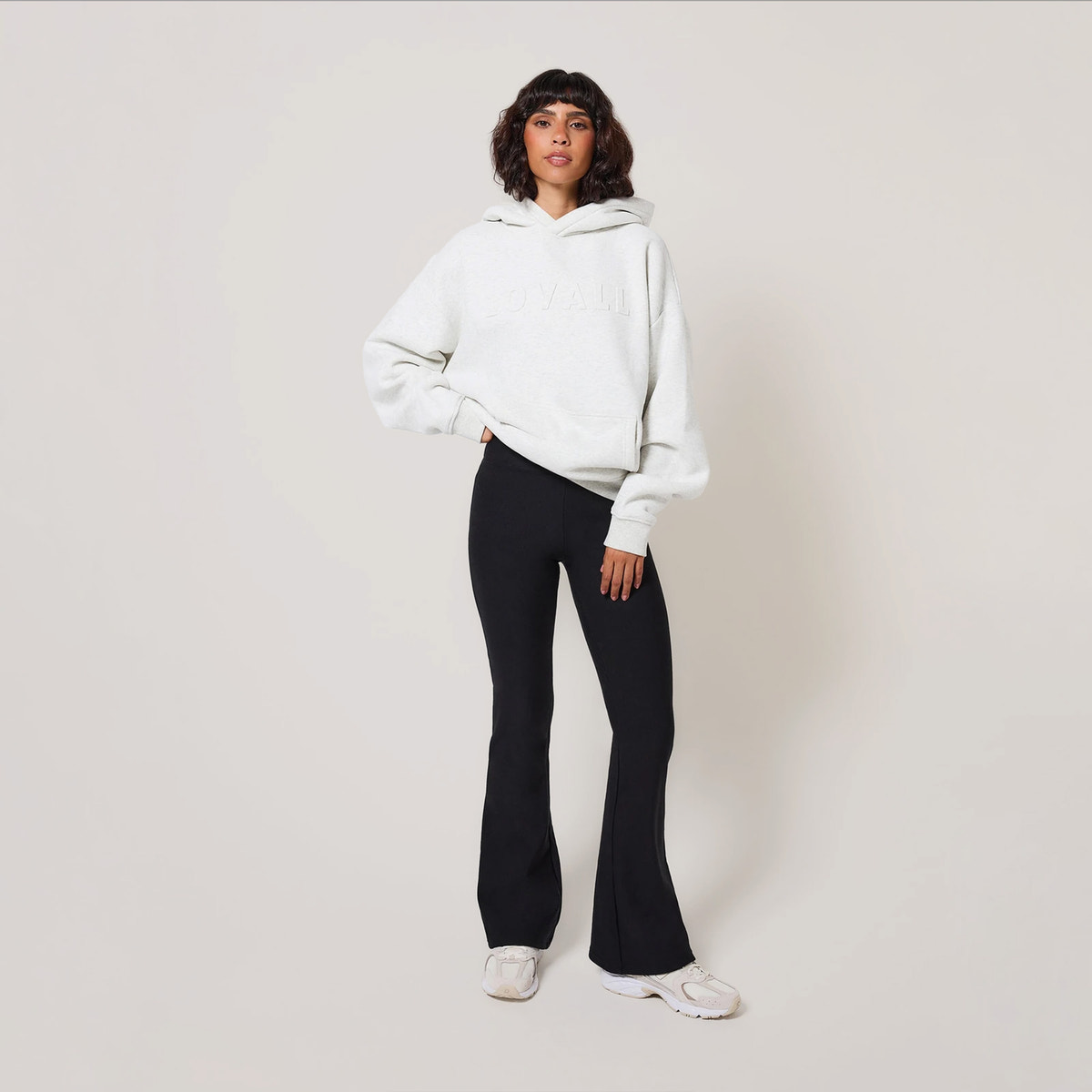 Heavyweight Embossed Oversized Hoodie - Light Grey Marl