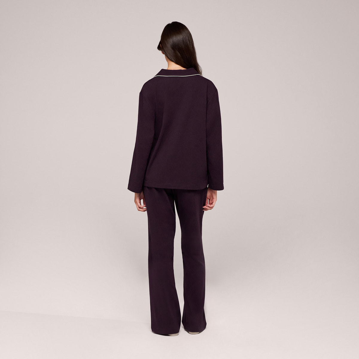 Organic Cotton Button Through Pyjama Bottoms - Wine