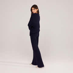 Alpaca Knit Script Oversized Jumper - Navy