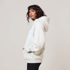 Heavyweight Embossed Oversized Hoodie - Light Grey Marl