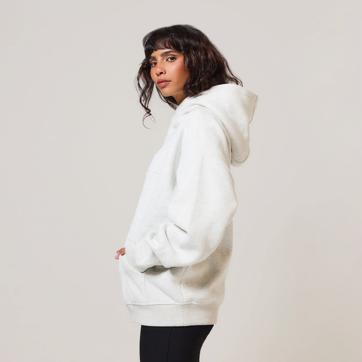 Heavyweight Embossed Oversized Hoodie - Light Grey Marl