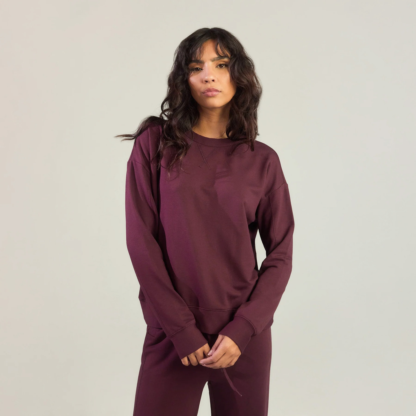 Luxe Lounge Sweatshirt - Dark Cherry