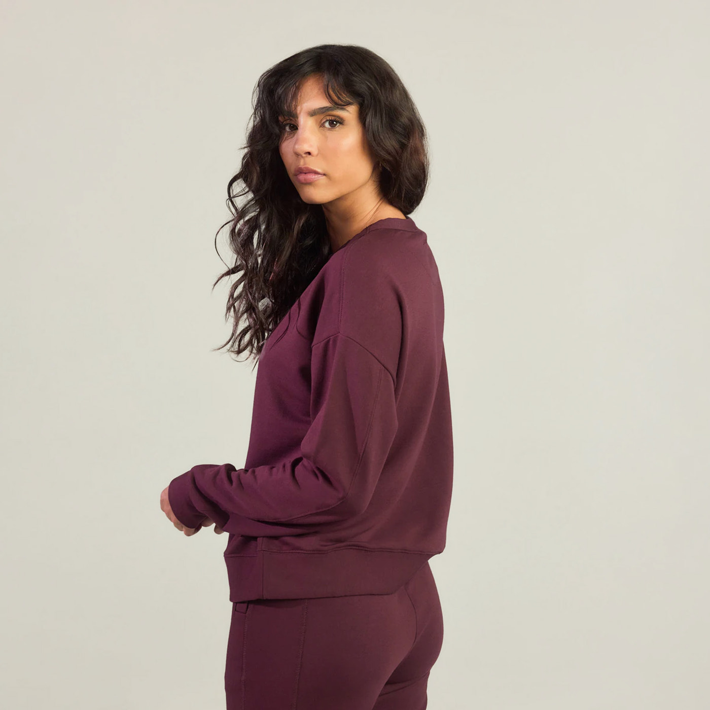 Luxe Lounge Sweatshirt - Dark Cherry
