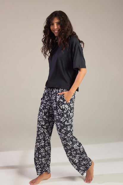 Curve Soft Touch Pyjama Set - Black Floral