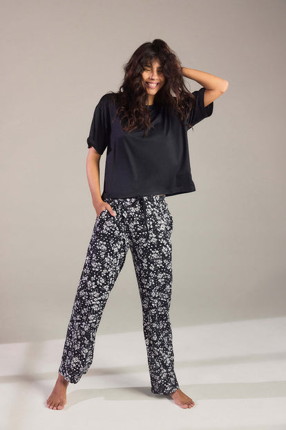 Curve Soft Touch Pyjama Set - Black Floral