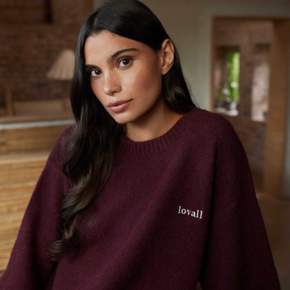 Lovall Knit Oversized Jumper - Burgundy