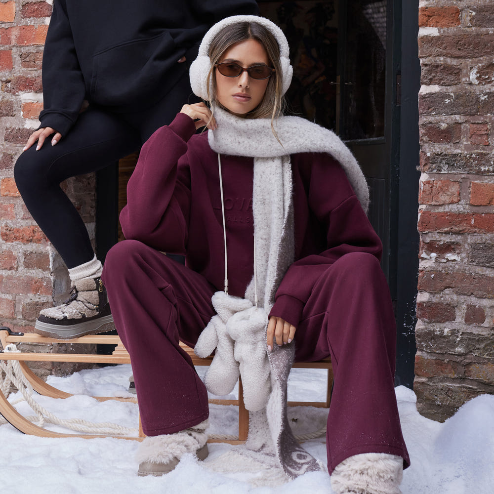 Winter Wide Leg Trousers - Burgundy