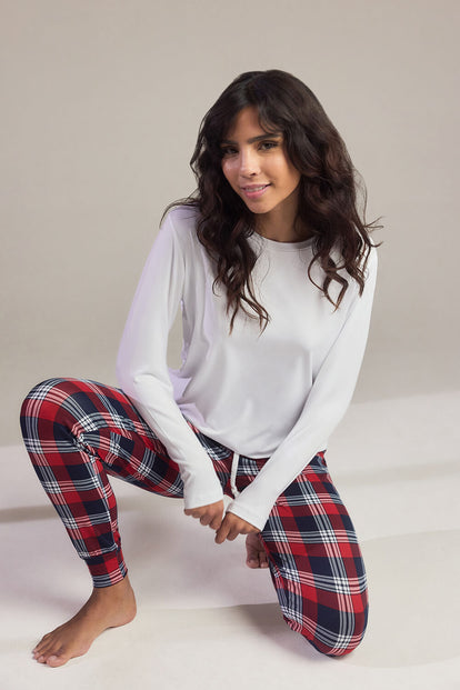 Soft Touch Pyjama Set - Navy Check