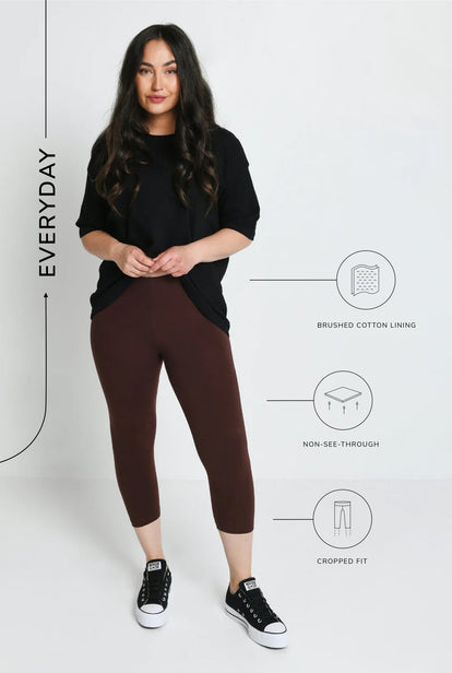 Everyday Cropped Leggings - Chocolate Brown