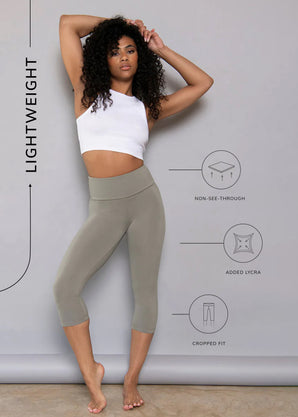 Cropped Lightweight Leggings - Sage Green