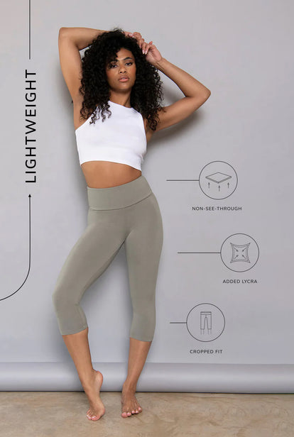 Cropped Lightweight Leggings - Sage Green