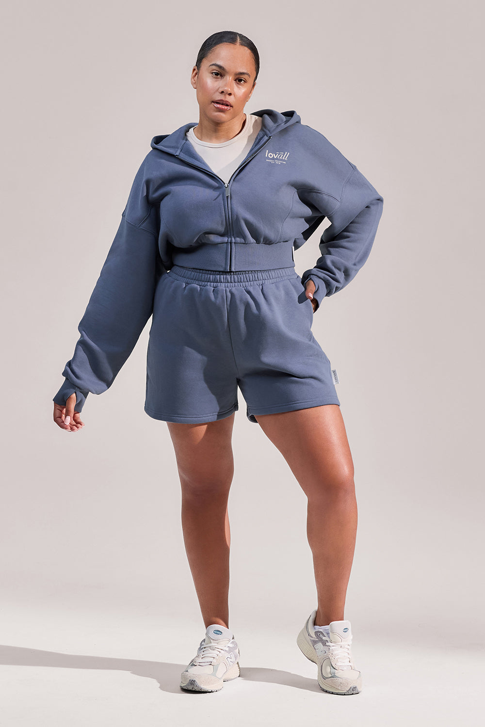 Curve Organic Crop Zip Hoodie - Ice Blue