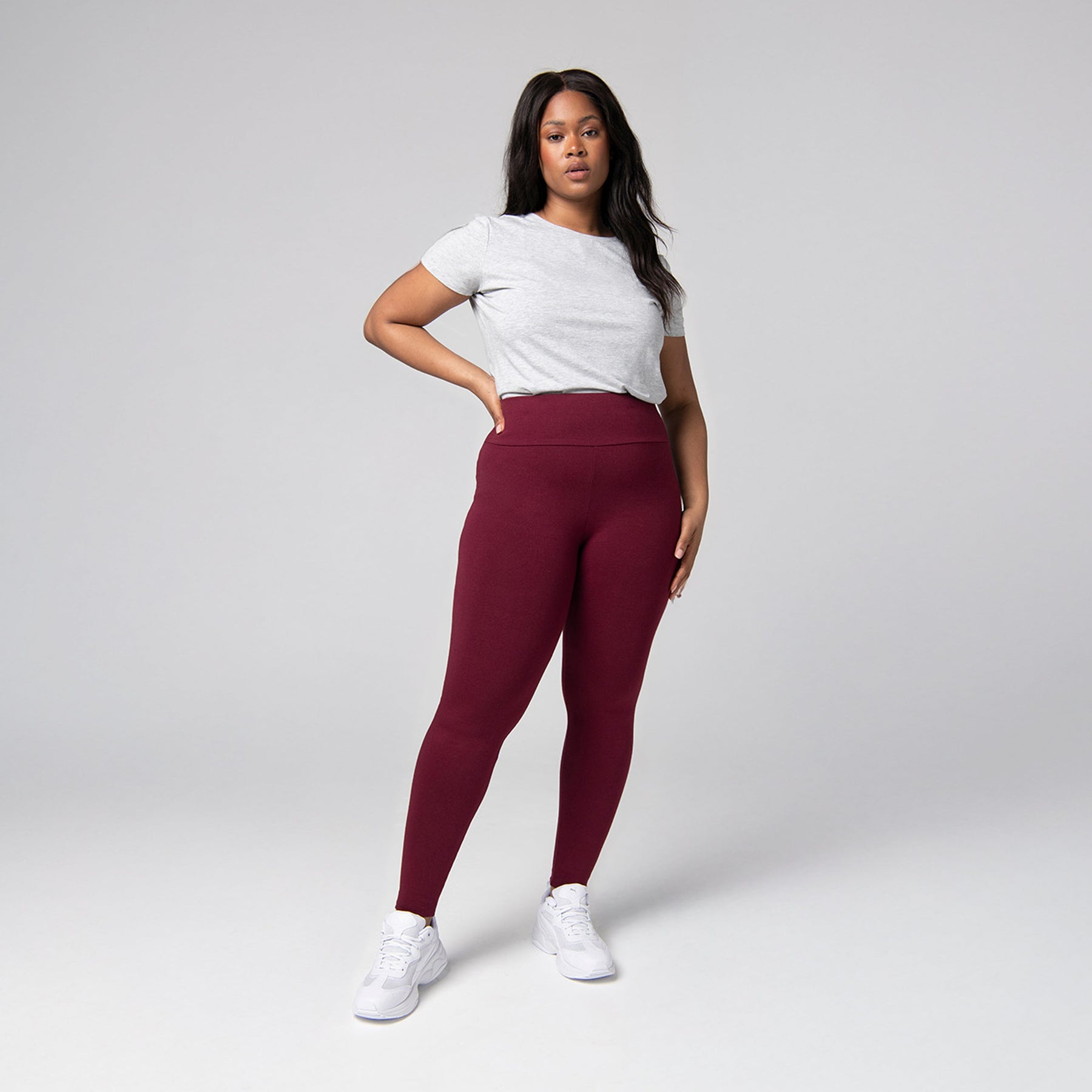 Curve Everyday High Waisted Leggings - Burgundy