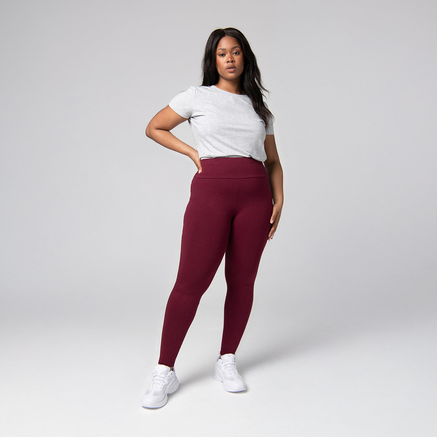 Curve Everyday High Waisted Leggings - Burgundy