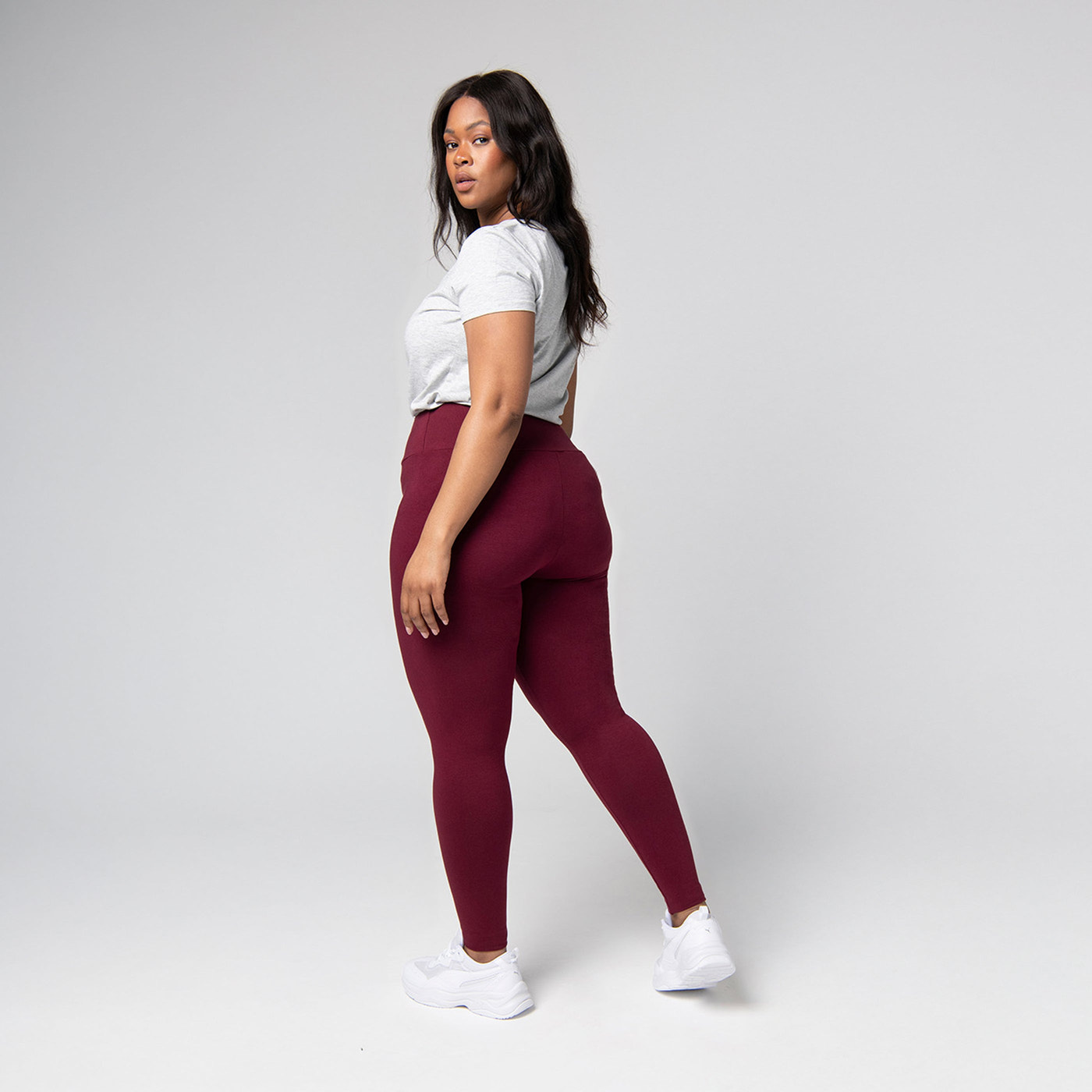 Curve Everyday High Waisted Leggings - Burgundy