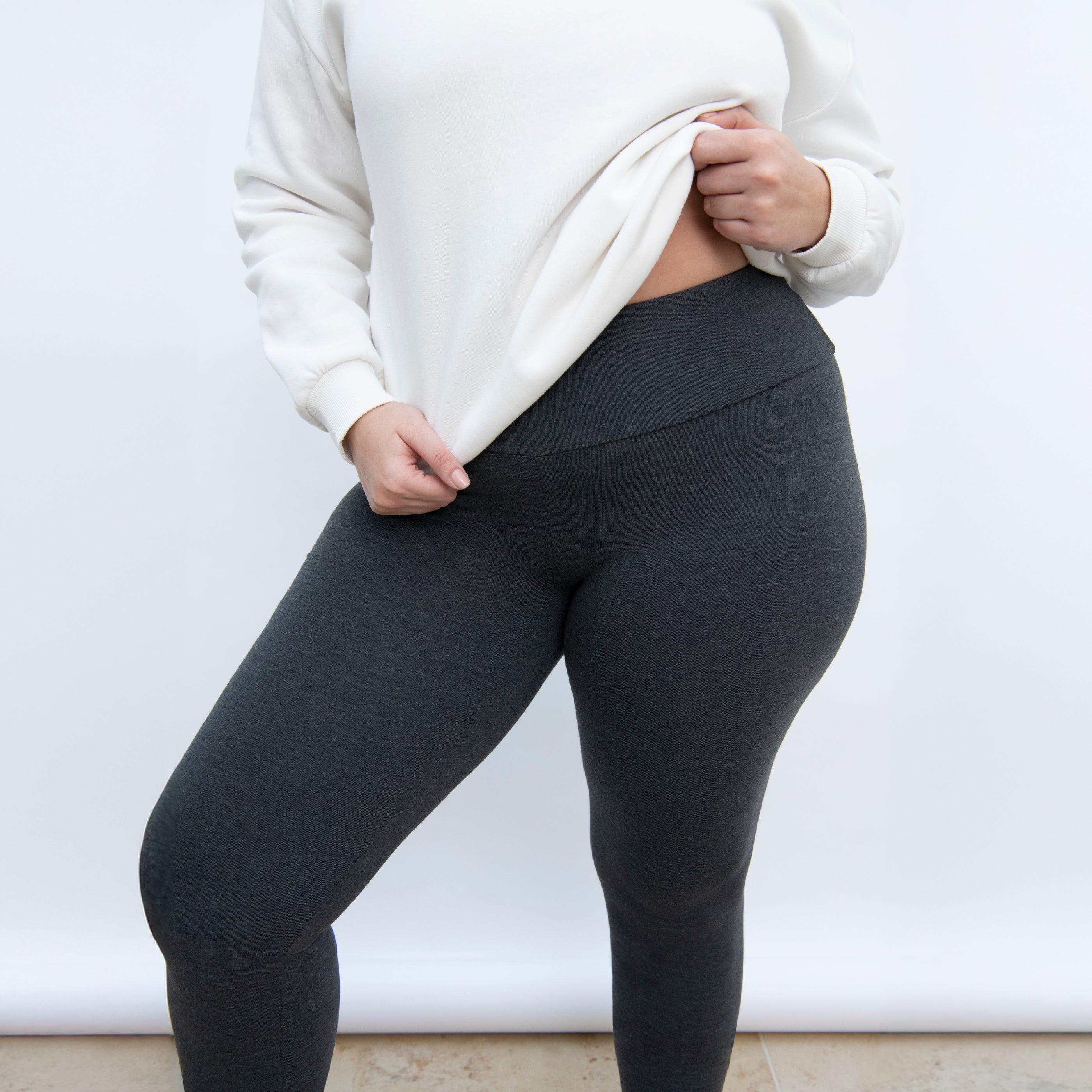 Plus Size Dark Grey Marl Classic High Waisted Leggings LOVALL