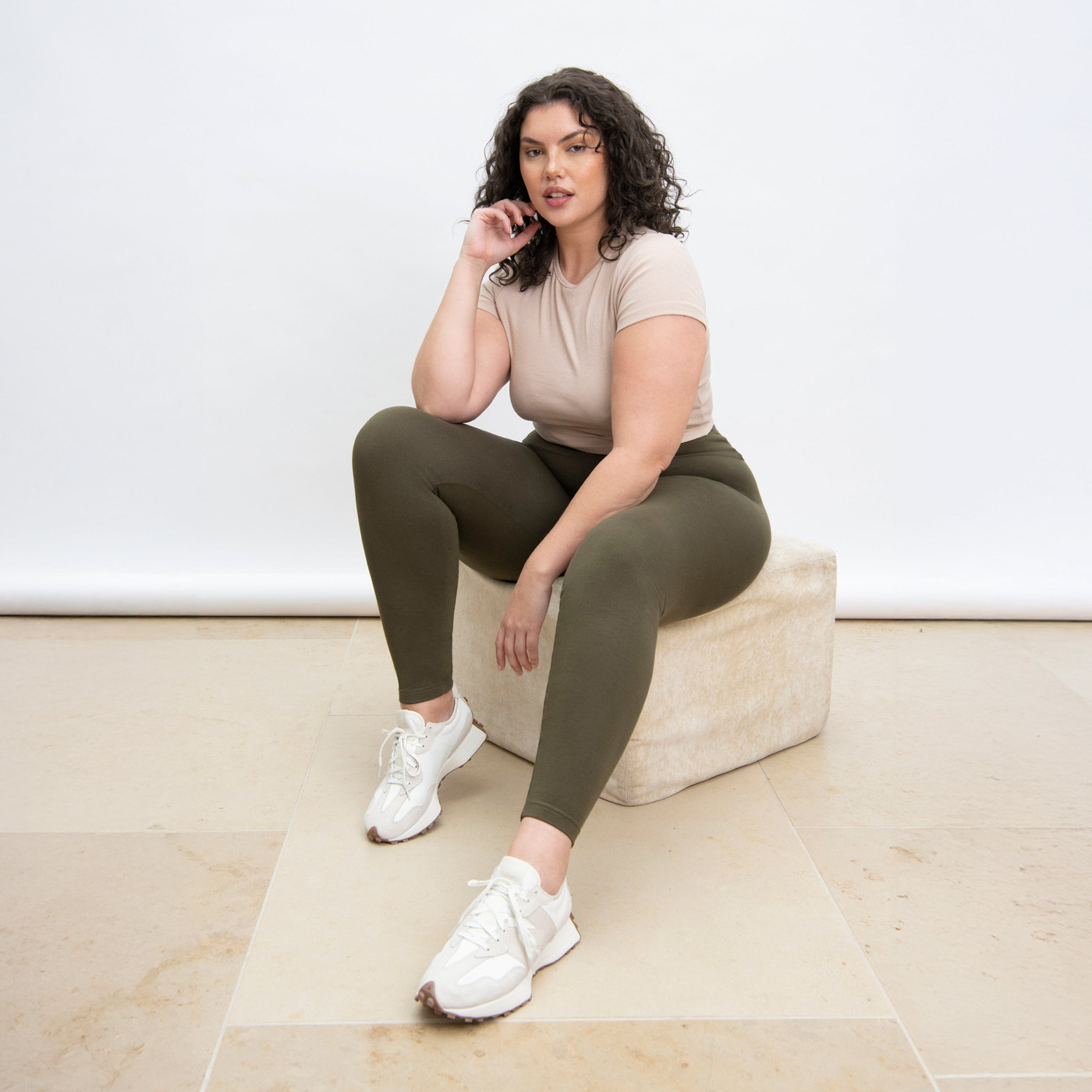 Curve Everyday High Waisted Leggings - Khaki Green