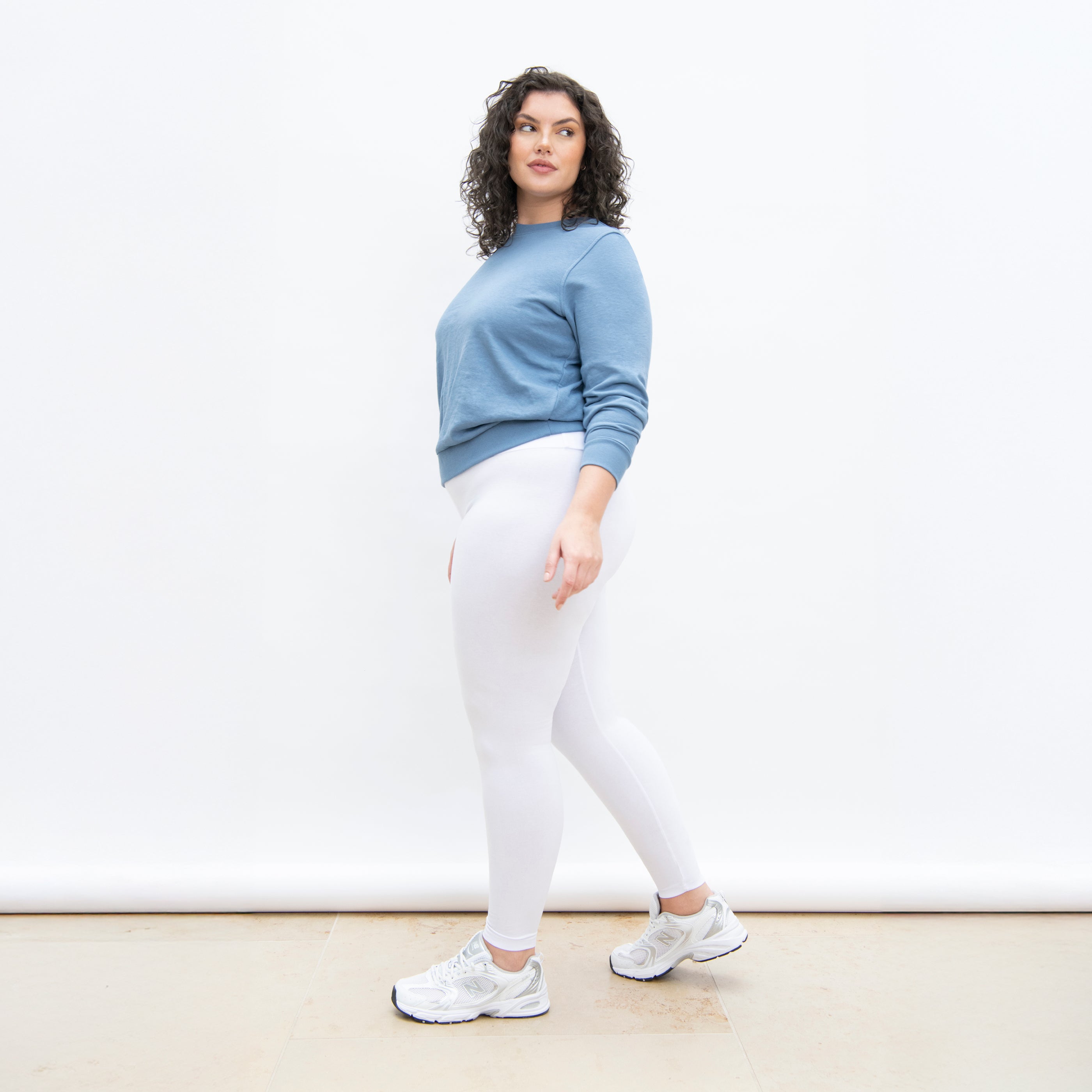 Plus Size White Classic High Waisted Leggings LOVALL