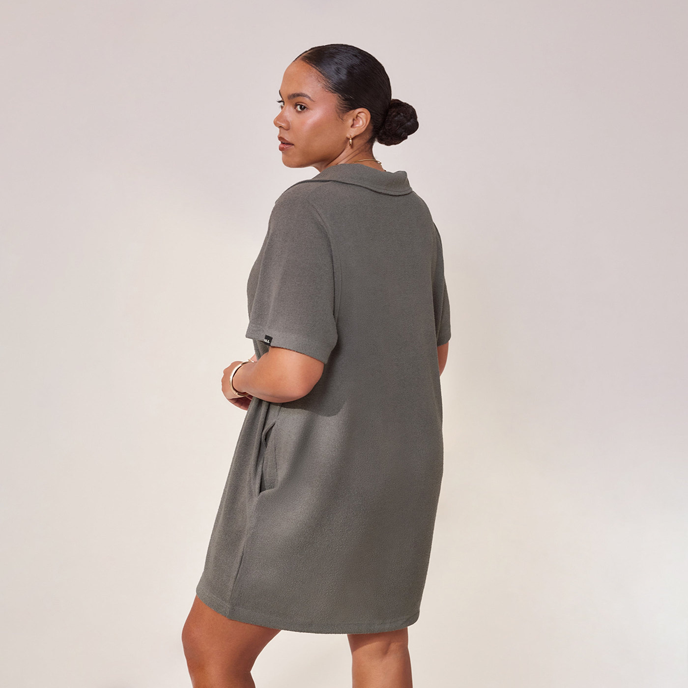 Curve Lightweight Collared Knit Dress - Slate Green