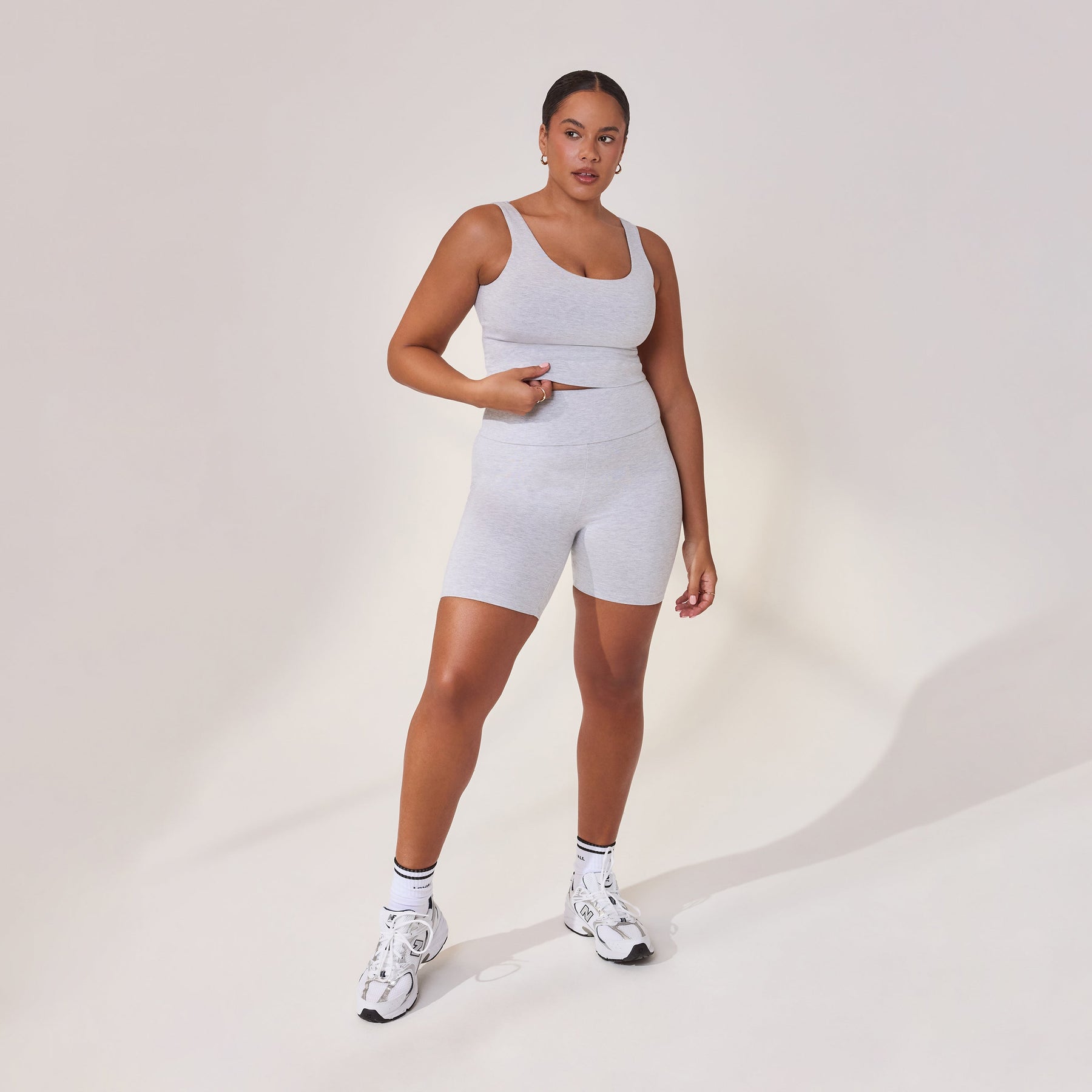 Curve Lightweight Everyday 6 Inch Cycling Shorts - Light Grey Marl