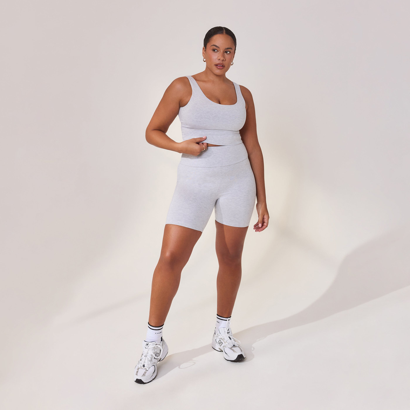 Curve Lightweight Everyday 6 Inch Cycling Shorts - Light Grey Marl