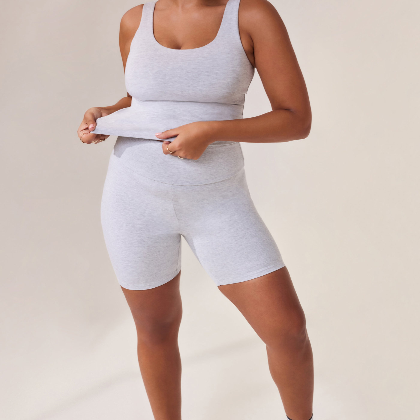 Curve Lightweight Everyday 6 Inch Cycling Shorts - Light Grey Marl