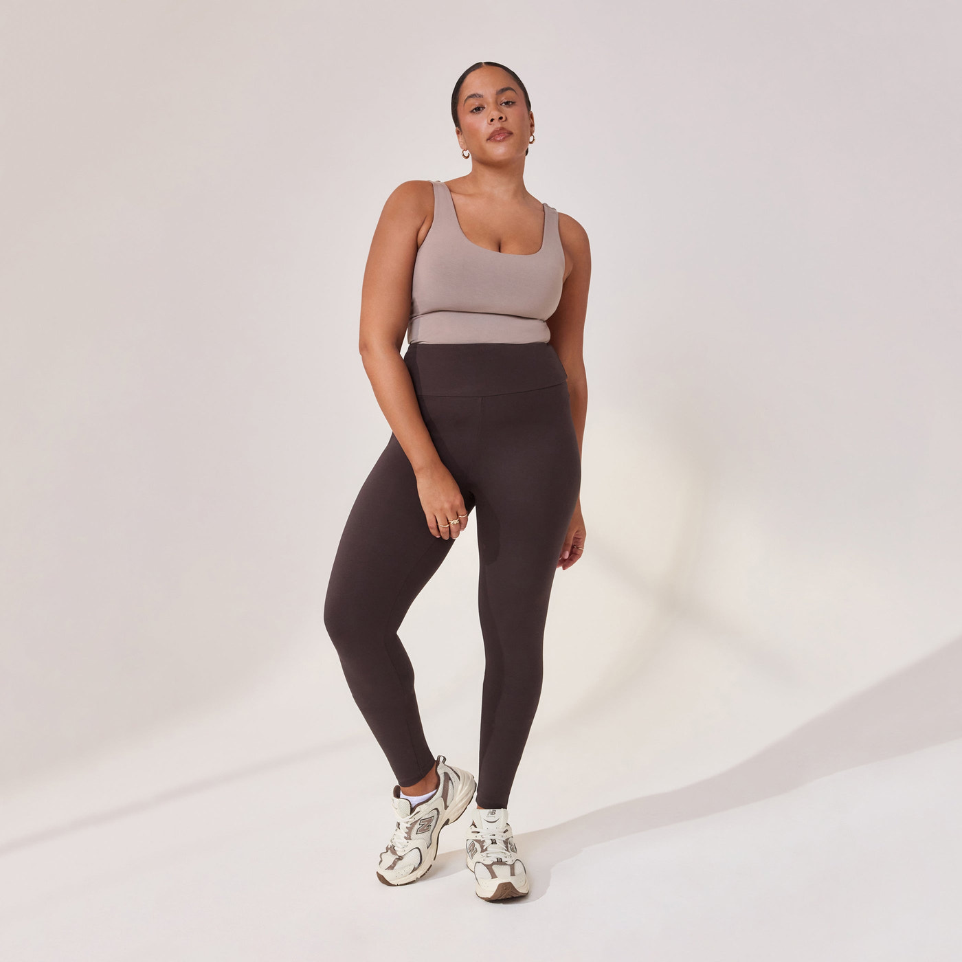 Curve Lightweight Everyday High Waisted Leggings - Black Coffee