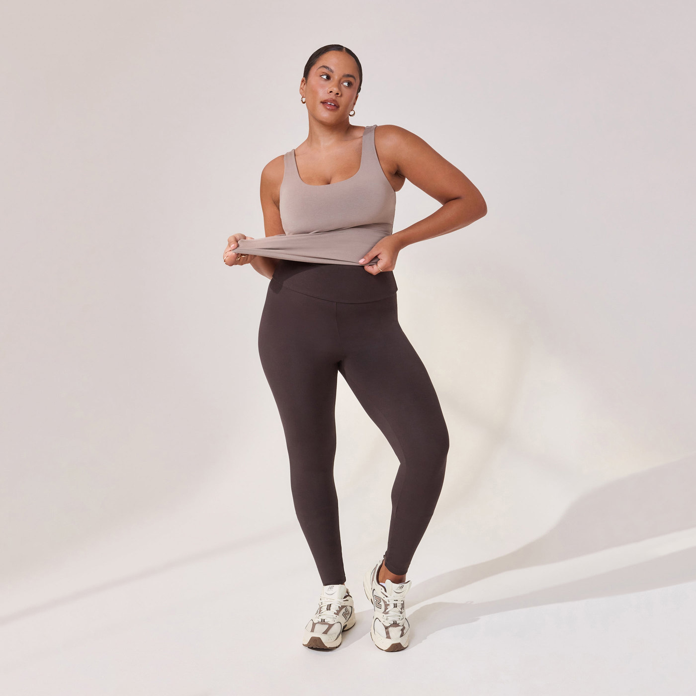 Curve Lightweight Everyday High Waisted Leggings - Black Coffee