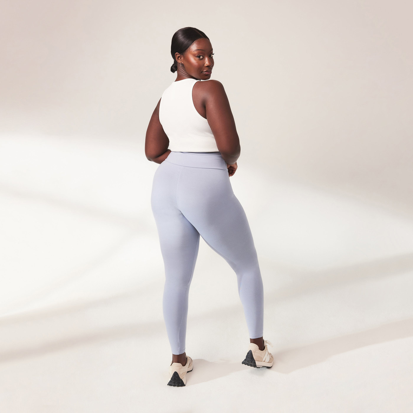 Curve Lightweight Everyday High Waisted Leggings - Powder Blue