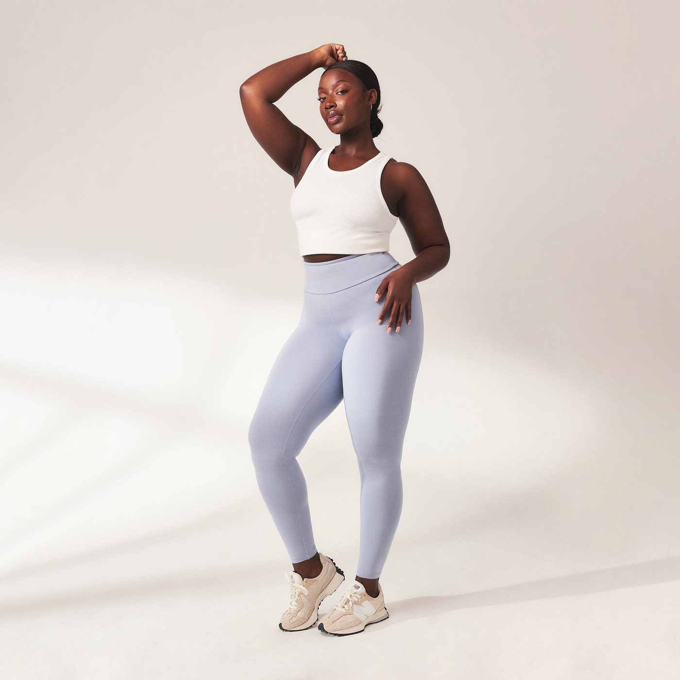 Lightweight Everyday High Waisted Leggings - Powder Blue