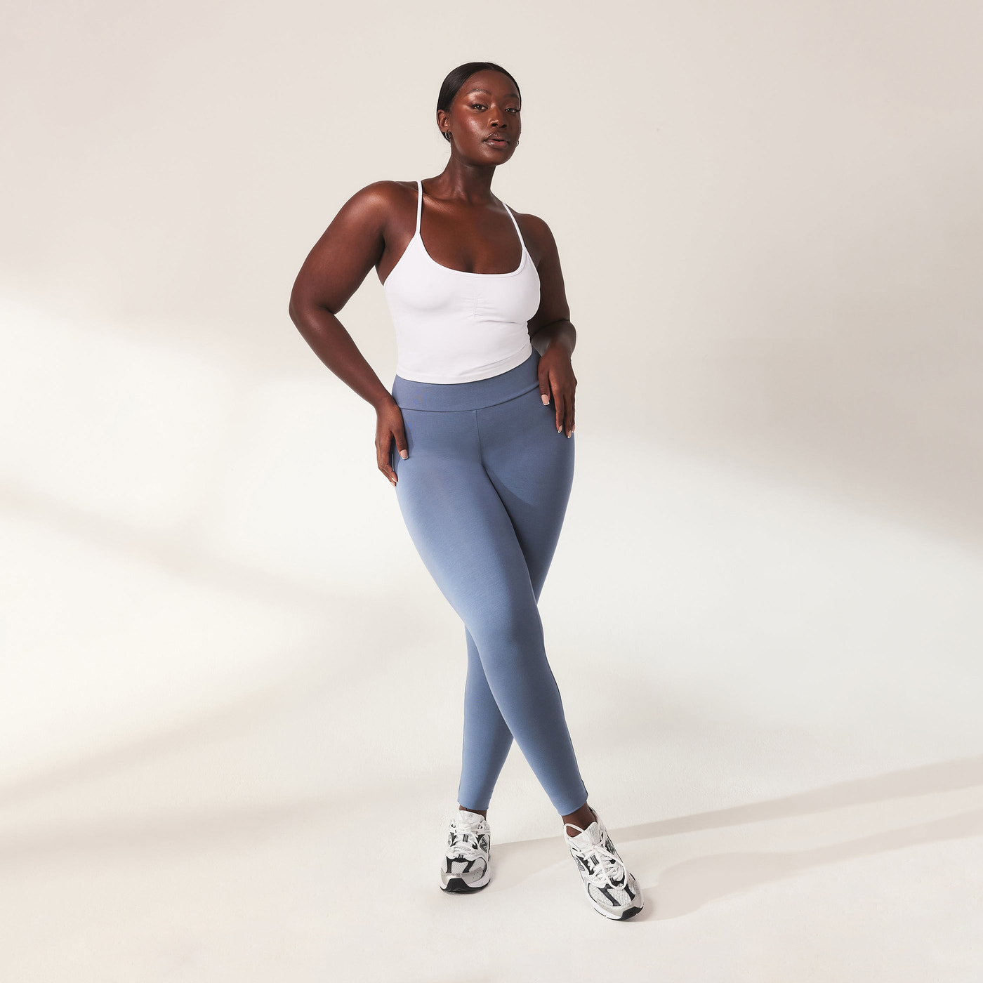 Lightweight Everyday High Waisted Leggings - Steel Blue