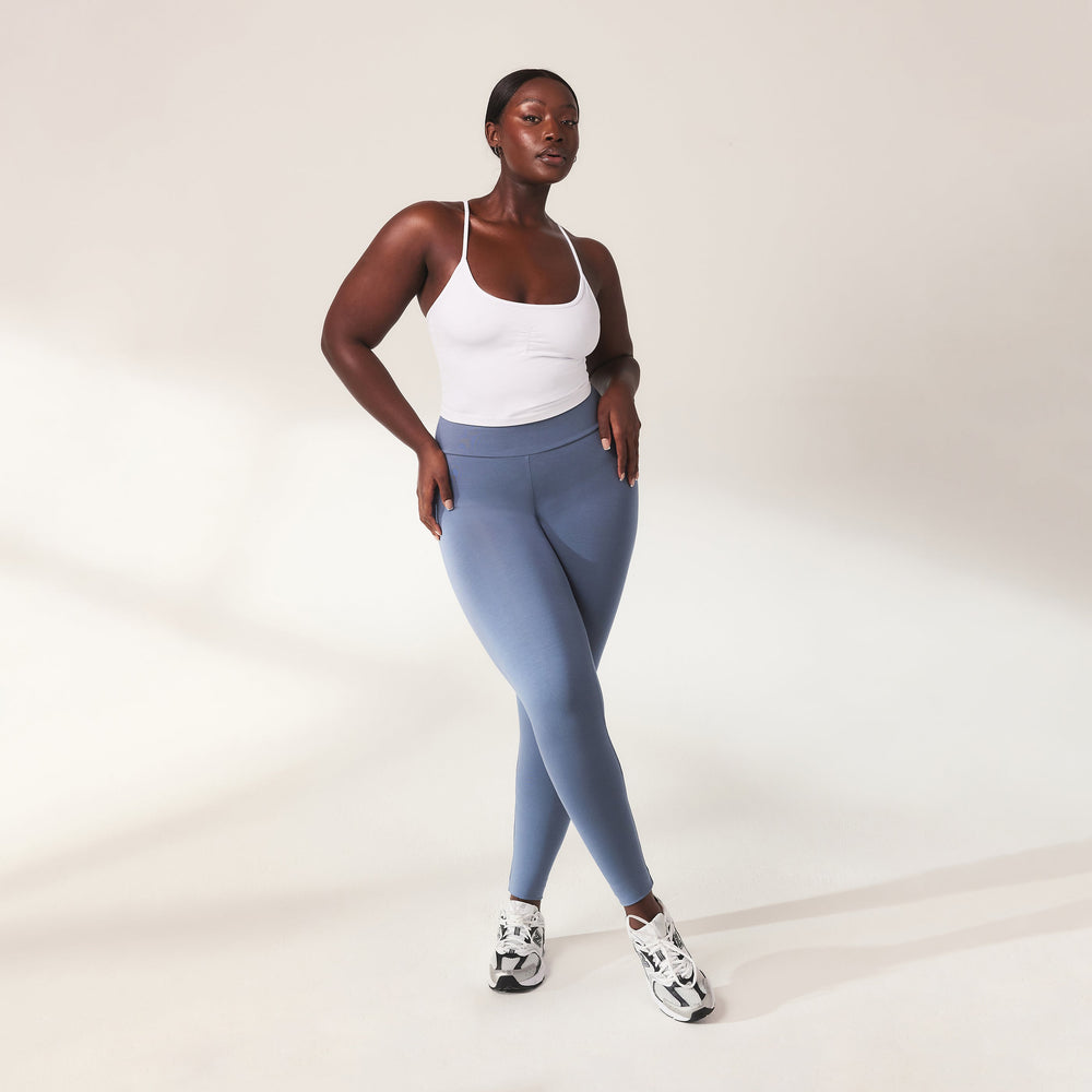 Lightweight Everyday High Waisted Leggings - Steel Blue