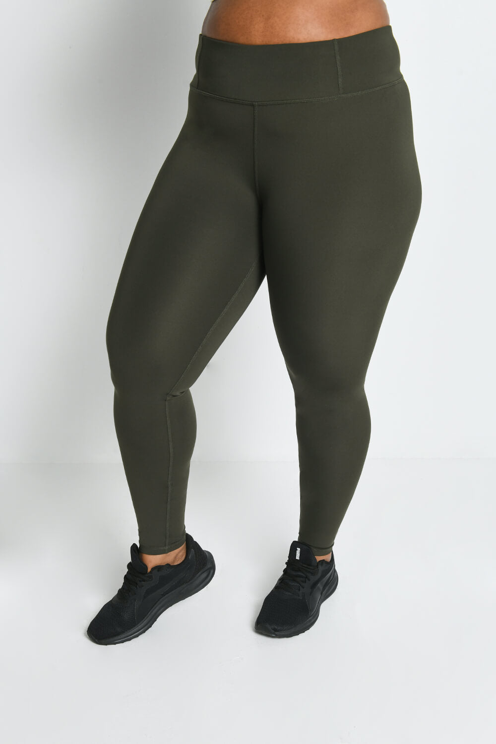 Focus Plus Size Full Length Olive Green Sports Leggings LOVALL