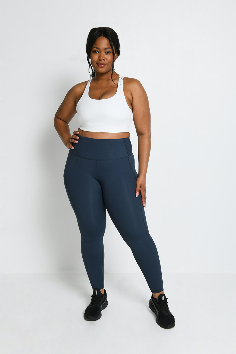 Energise Thunder Blue Plus Size Full Length Sports Leggings LOVALL