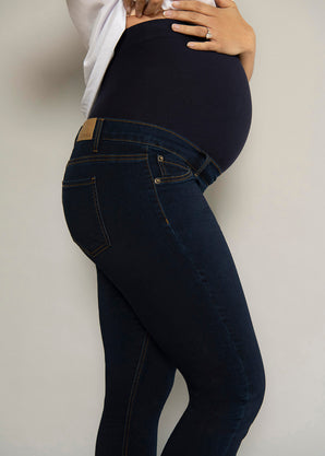 Ankle Grazer Maternity Jeggings - Dark Blue