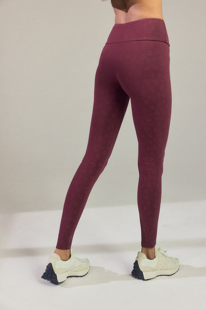 Everyday High Waisted Leggings - Burgundy Animal Print