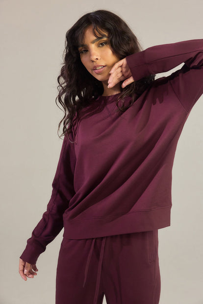 Luxe Lounge Sweatshirt - Dark Cherry