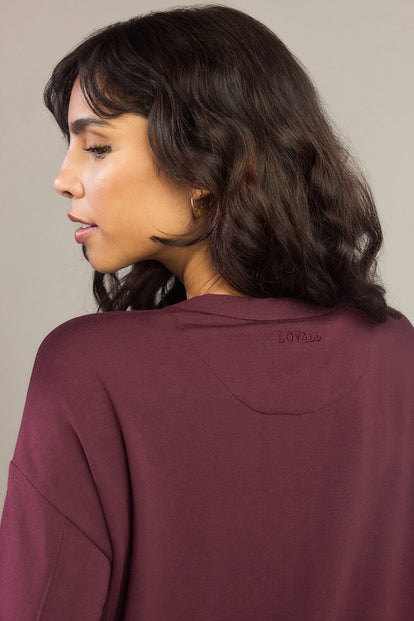 Luxe Lounge Sweatshirt - Dark Cherry