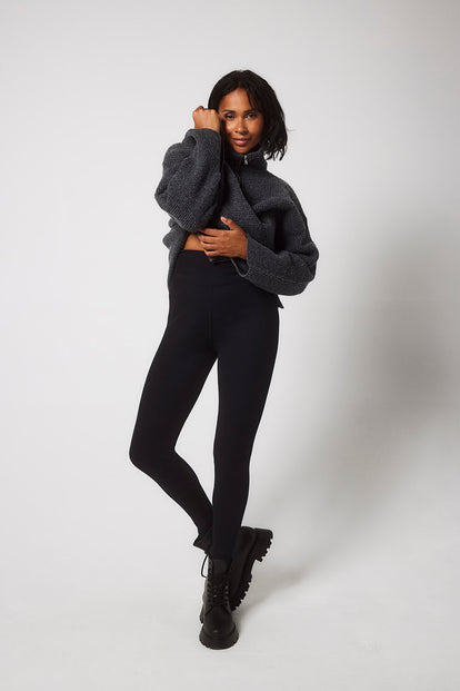 Buy Black Rib Fleece Leggings from the Next UK online shop