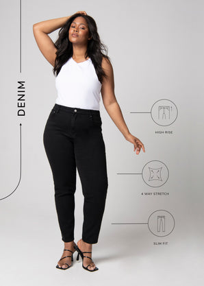 Slim Fit Mom Jeans - Black