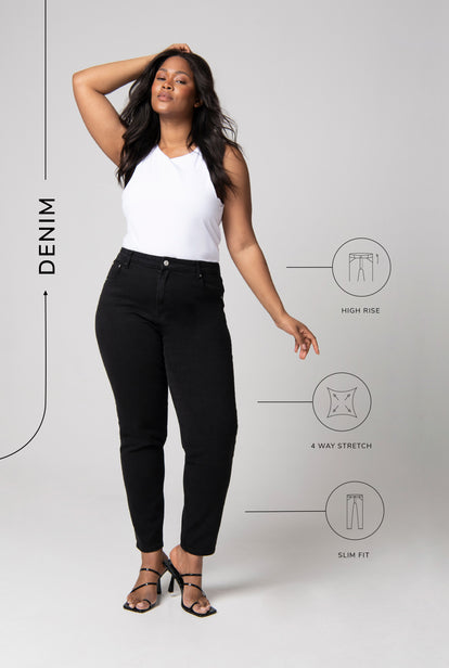 Black Slim Fit Mom Jeans | LOVALL