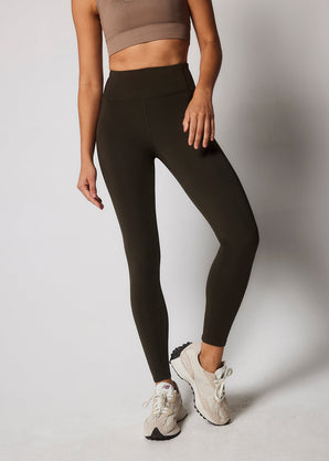 Focus 7/8 High Waisted Sports Leggings - Olive Green