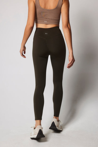 Focus 7/8 High Waisted Sports Leggings - Olive Green