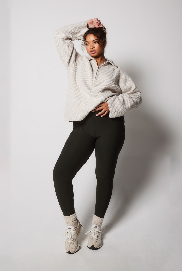 Winter Everyday High Waisted Leggings - Deep Olive