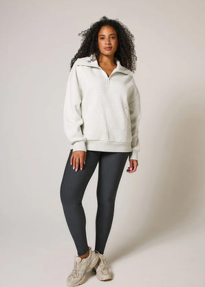 ALL SZN Organic Oversized 1/4 Zip Sweatshirt - Light Grey Marl