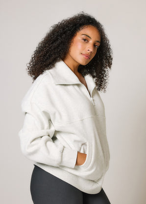 Curve ALL SZN Organic Oversized 1/4 Zip Sweatshirt - Light Grey Marl