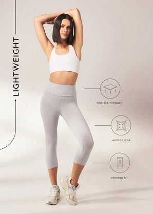 Curve Cropped Lightweight Leggings - Light Grey