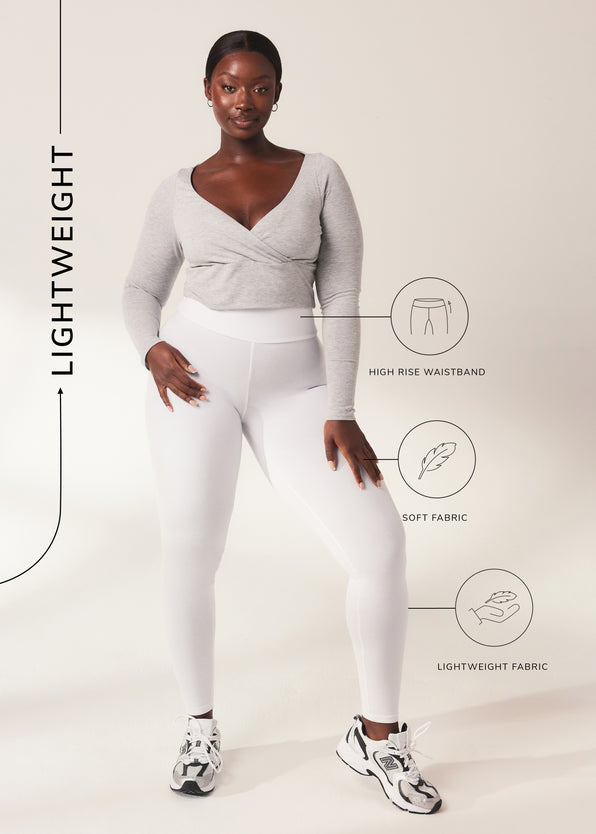 White Lightweight High Waisted Leggings Lovall 5253